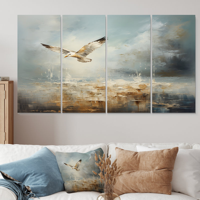 «Gold Bird», ensemble d'art mural 4 pièces, H 28 po x l 48 po