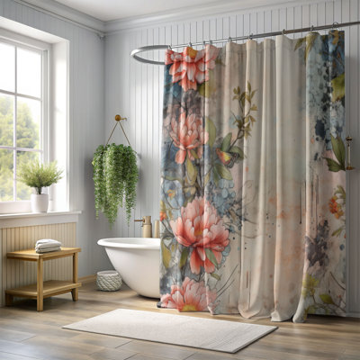 Grunge Flowers - Rideau de douche Premium