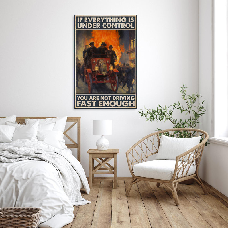 Impression sur toile, "Firefighter" si tout est sous contrôle - 1 tarte, H 20 po x l 16 po x P 1,25 po