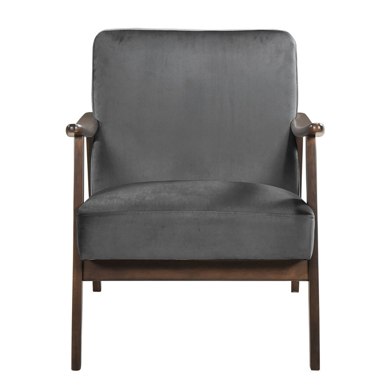 Chaise d'appoint en mousse, design moderne de style Mid-Century, velours gris foncé, chaise à structure en bois massif stable avec tissu en velours, flair, fabrication durable