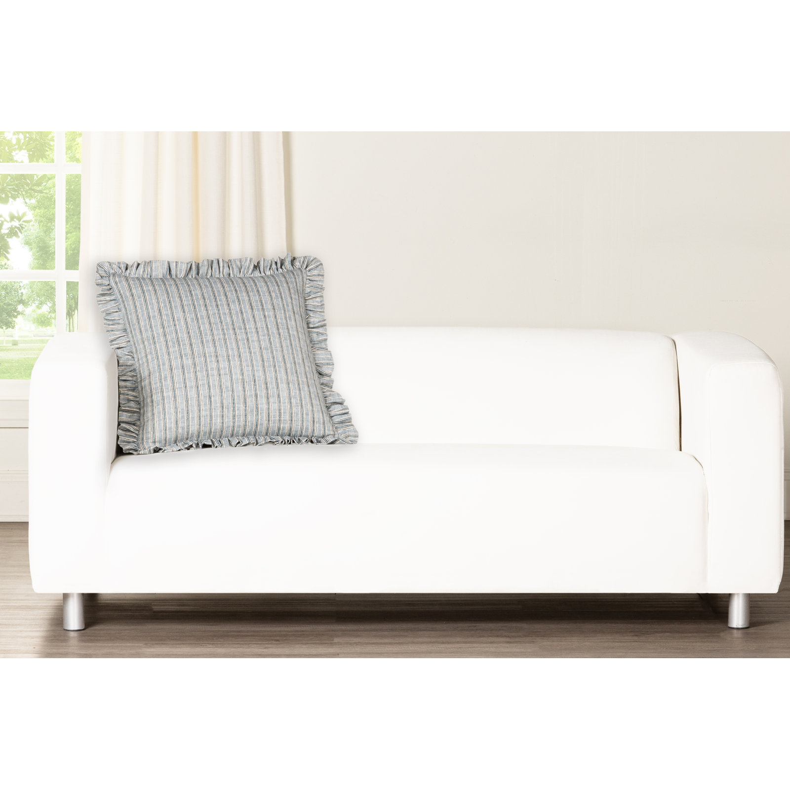 Birch Lane Jasper Sky Ruffled Accent Pillow, Feather