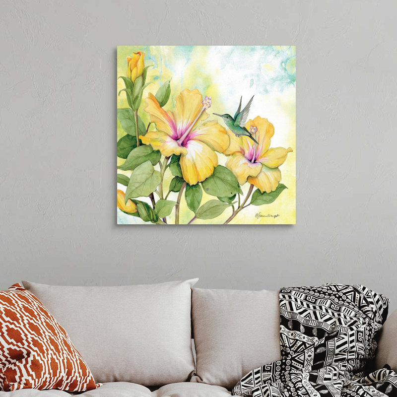 Hibiscus, art mural sur toile, Toile tendue, H 30 po x l 30 po x P 1,25 po