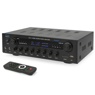Pyle 400W Stereo Amplifier Receiver - BT Home Audio Amplifier With USB/SD Readers, FM Radio, 3.5Mm Aux, Phono, Optical & Coaxial Inputs, LED Display,