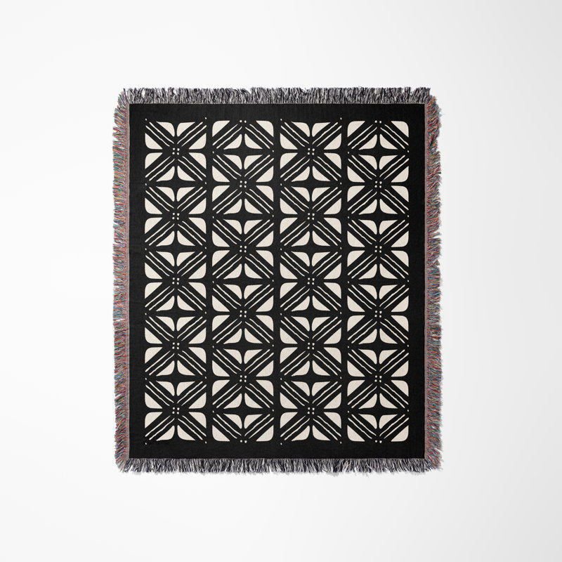 Couverture abstraite 100% coton, Simple, Noir / Beige