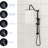 10 Inch Matte Black Shower System With 5 Function Hand Shower. 26.3" Slide Bar . Wall Mount, Easy To Install. Rain, Massage, Bubbly Settings. Includes Head, Handheld, Hose. Easy Nozzle. No Valve &-118036884