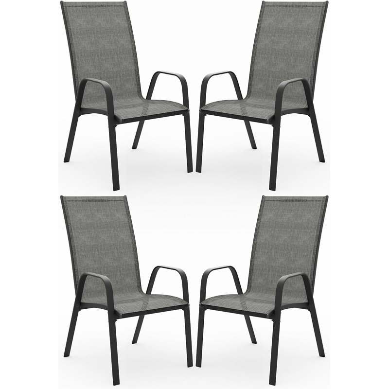 Chaise de salle à manger d'extérieur Caly, Gris / Noir