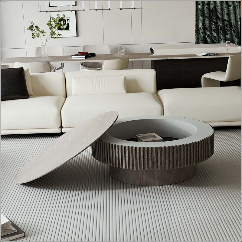 Round Coffee Table with Hidden Storage