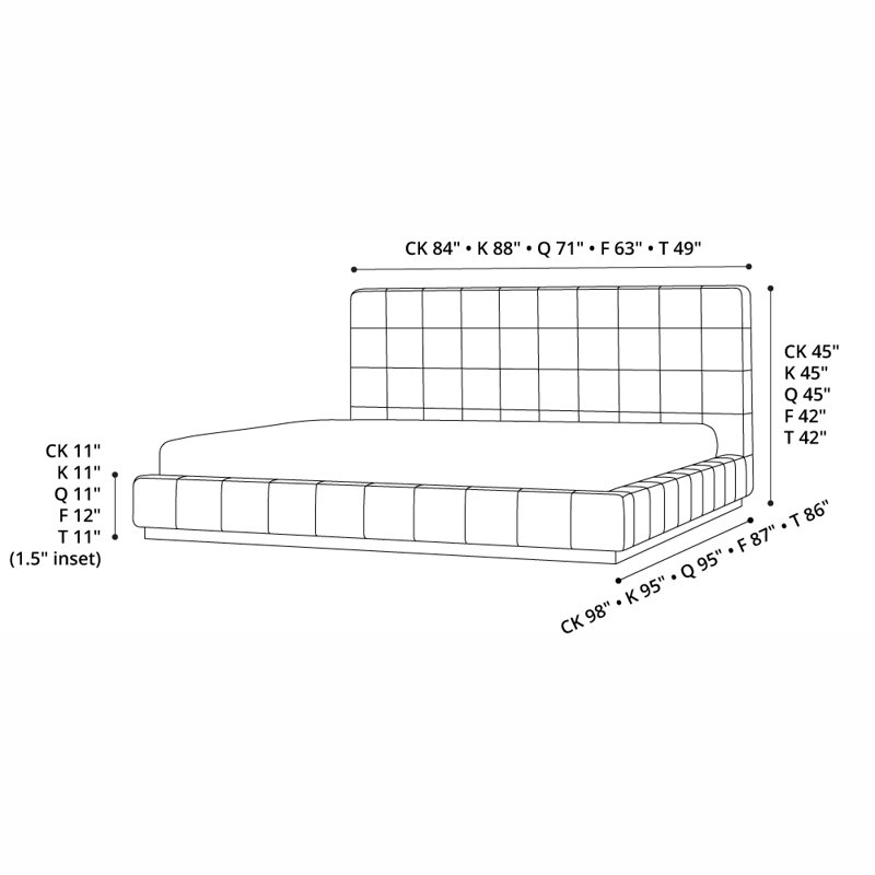 Thompson Upholstered Wingback Bed, Queen, Carbon Gray