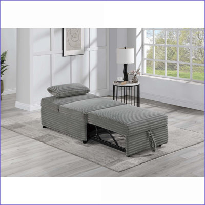 Sofas | Contemporary Convertible Sleeper Sofa Chair, Tufted Seat &amp; Pillow | Smoke Corduroy