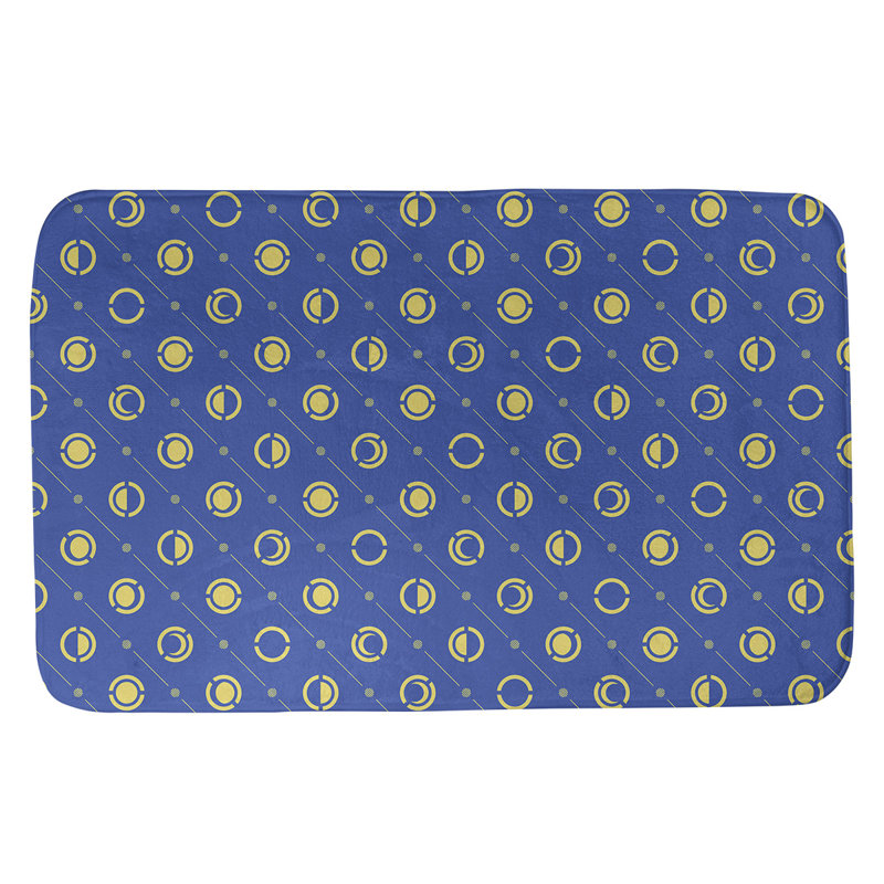 Skeffingt Memory Foam Non-Slip Bath Rug, 17" W x 24" L, Blue/Yellow