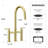 Bridge Kitchen Faucet with Hidden Pull Down Sprayer, 3 Hole 8 Inch Kitchen Sink Faucet, Solid Brass, Gold-104411455