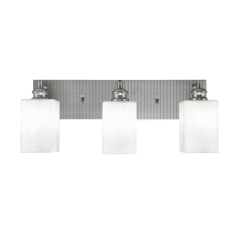 Éclairage pour meuble-lavabo 3 lumières Ave, Nickel brossé, Blanc