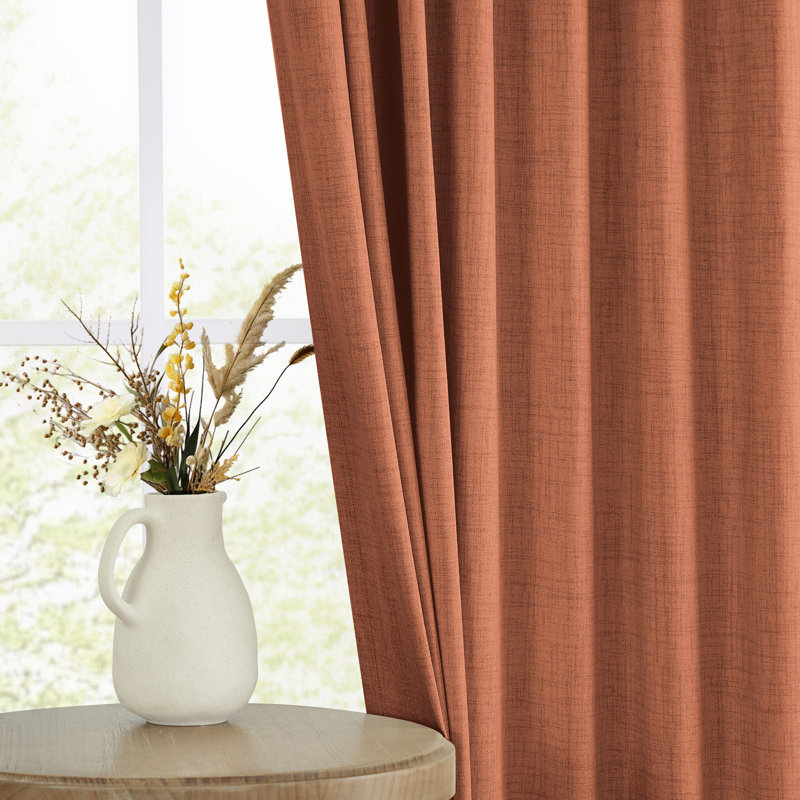 Cadnite 50" W Thermal 100% Blackout Linen Textured Curtain Panels, 50" W x 96" L, Orange