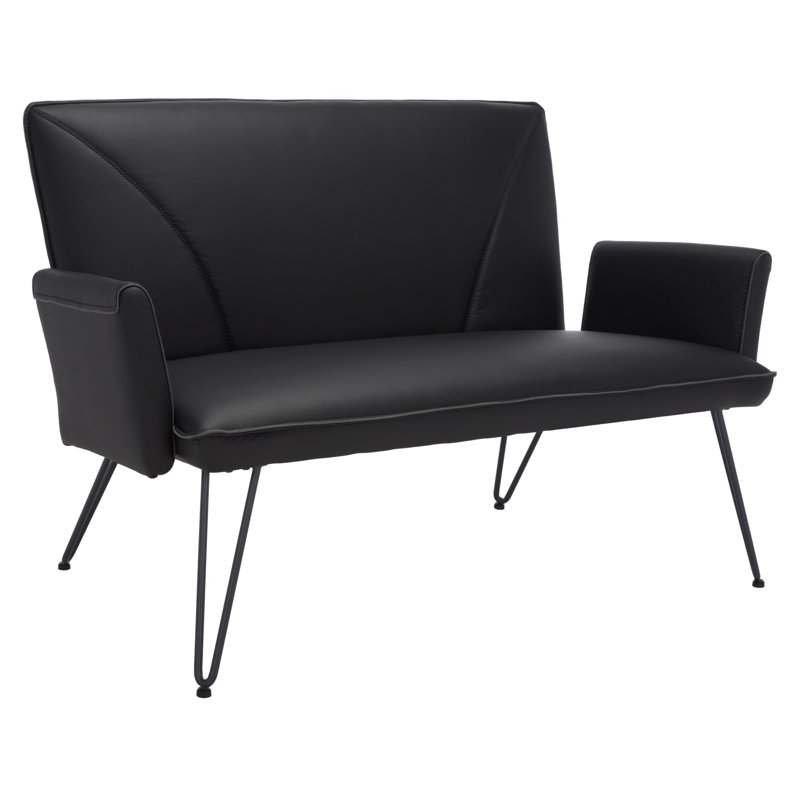 Dormilee 51.9'' Faux Leather Loveseat, Black Faux Leather