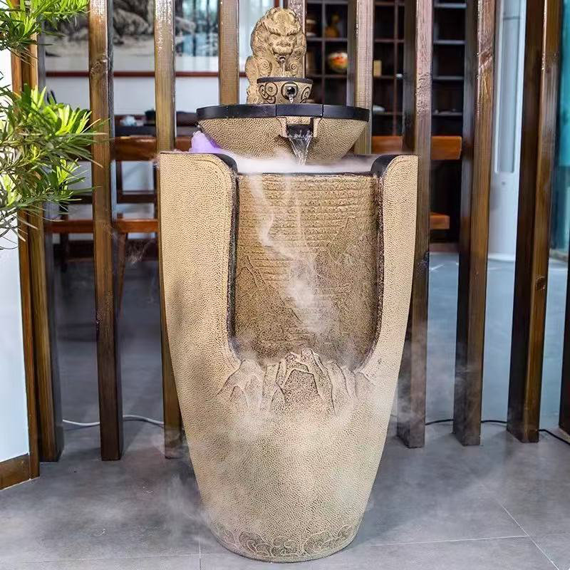 Fontaine d'intérieur et d'extérieur avec lumières DEL, décoration de cour haut de gamme