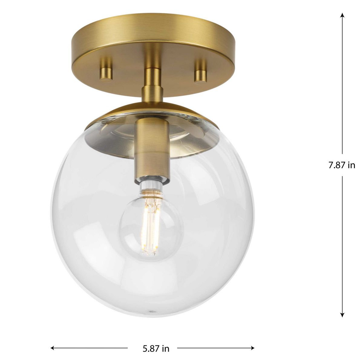 Single Light Glass Flush Mount, Brushed Bronze