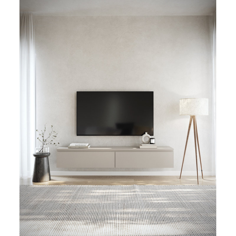 Syvanna Wall-Mounted TV Cabinet, 28.4cm H x 175cm L x 31.8cm W, Cashmere