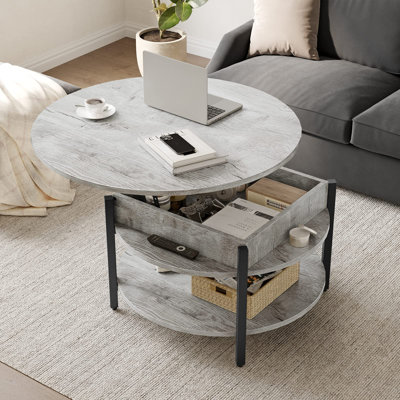 Adjustable Lift Top Round Coffee Table , 2-Tier Storage Space, Multifunctional Center Table -  17 Stories, 4ADCCB4E5CB5460EBE99F72F9AE5170C