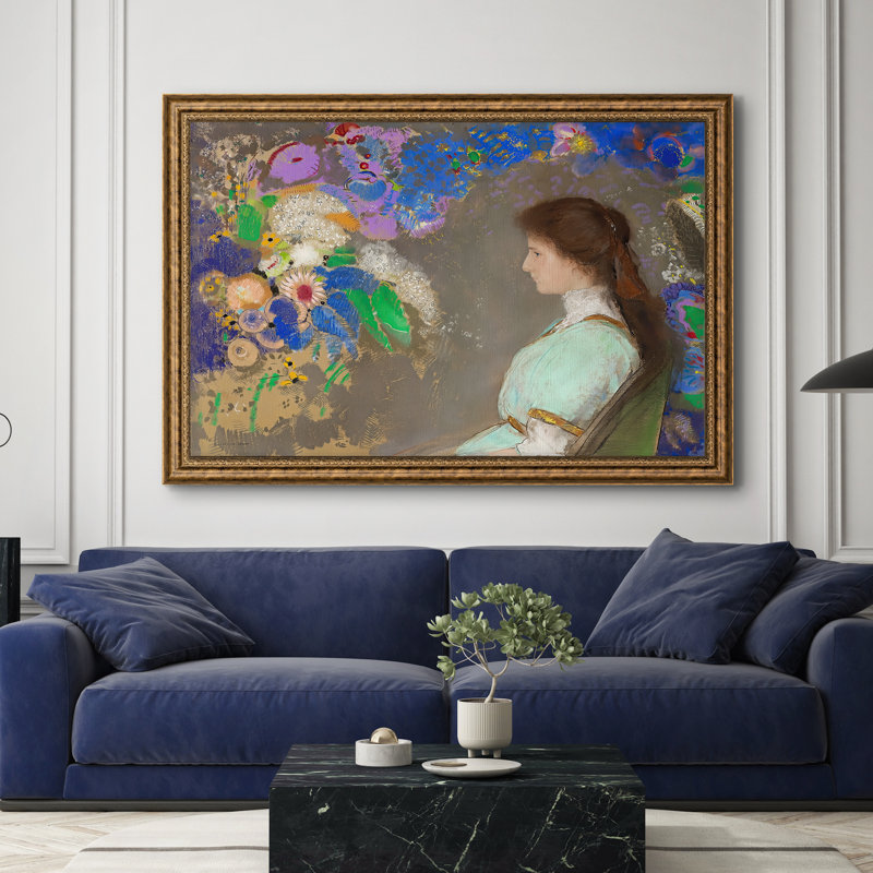 Bernadette " Portrait of Violette Heymann " by Odilon Redon Oil Print, 28x40 INNER SIZE, Framed Canvas