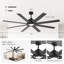 Ventilateur de plafond de 183 cm (72 po) avec éclairage DEL 3CCT à intensité variable et télécommande, moteur CC réversible à 6 vitesses