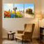 Assortiment de bouquets de fleurs ensoleillés, boîte aux lettres, wagon de foin, ensemble de 3 impressions sur toile-1840104635