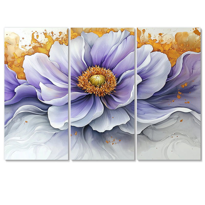 Éclat moderne de Dahlia I - art mural Dahlia - ensemble de 3, H 40 po x l 60 po, Toile tendue, Ne s’applique pas