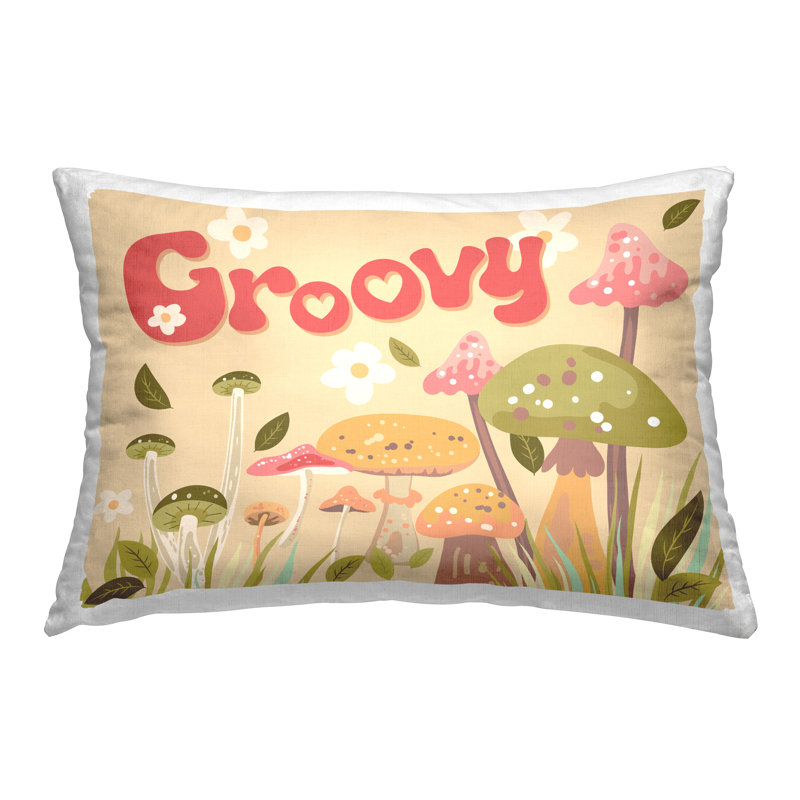 Conception de coussin décoratif Groovy Botanical Mushroom par Diane Labombarbe