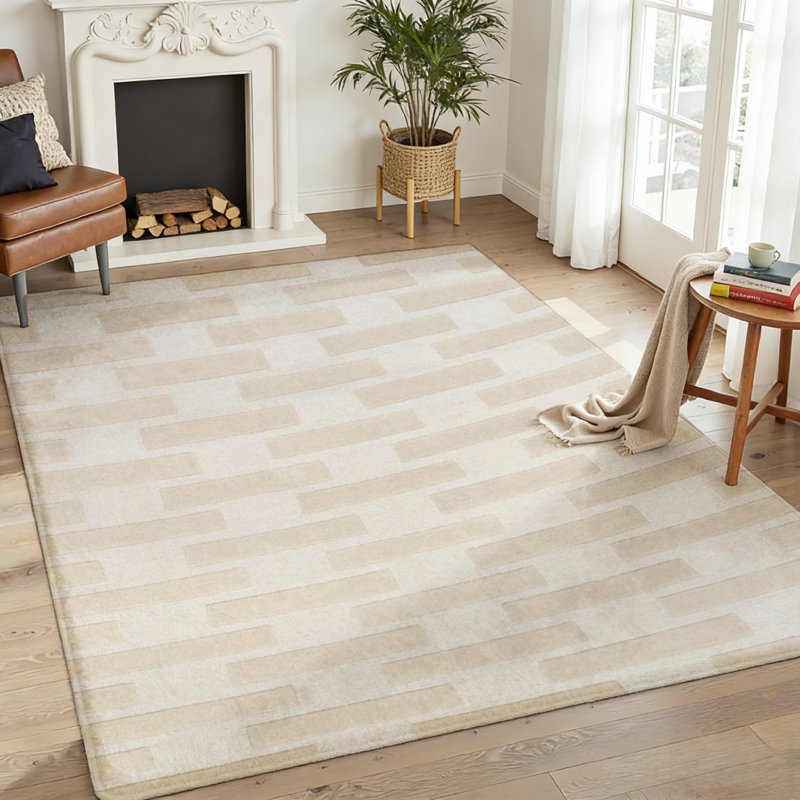 Soft Flannel Large Rug Anti-Slip Backing Checkered Brown Beige Pattern Design Absorbent Floor Carpet for Home Bedroom Living Room Bathroom Decor