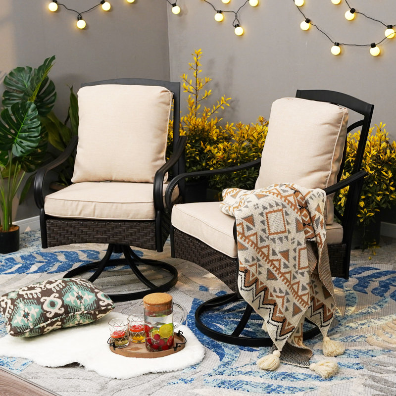 Aromola 4 - Person Round Outdoor Patio Dining Set with Swivel Chairs & Cushions