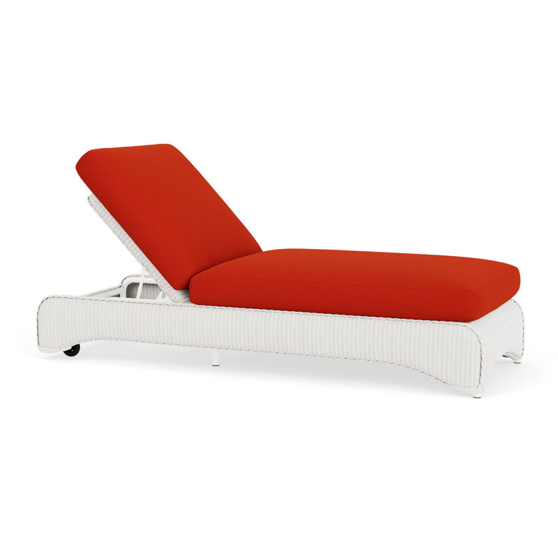 Loom Outdoor Chaise Lounge, White, Beach Navy