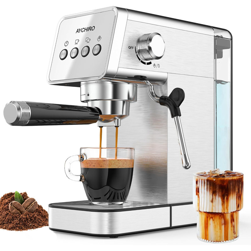 Espresso Machine With Steam Wand, 1350W Stainless Steel Compact Coffee Maker For Home Barista