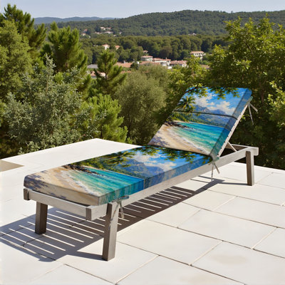  Coussin de patio d'extérieur pour l'extérieur 3 po Plage de Rincon, Samana, aquarelle, coussin de chaise longue résistant à l'eau pour chaise