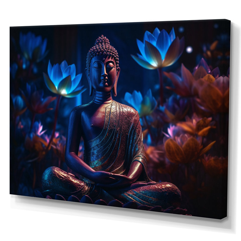 Starlight Buddha II - Art mural, H 12 po x l 20 po x P 1 po, Toile tendue