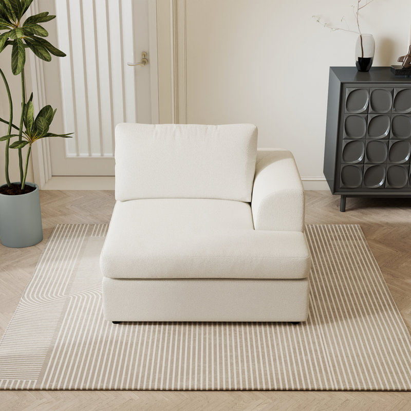 Fauteuil d'appoint modulaire rembourré avec housse de gauche et rembourré Boucle, Blanc