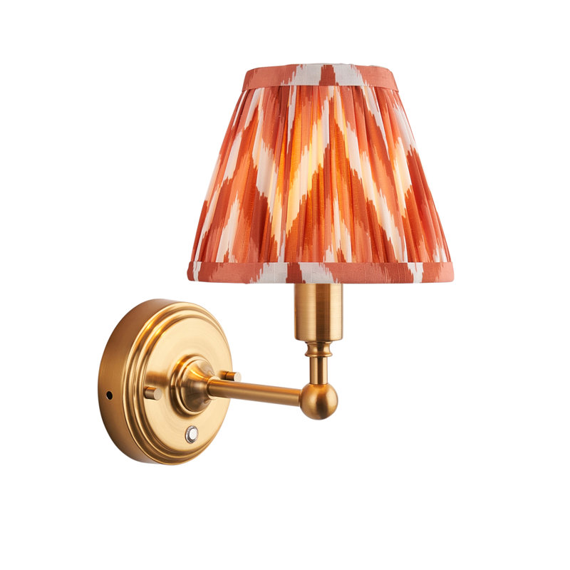 Burley Rechargeable LED Rechargeable and Zigzag 16cm apricot orange shade Wall Sconce, Apricot Orange