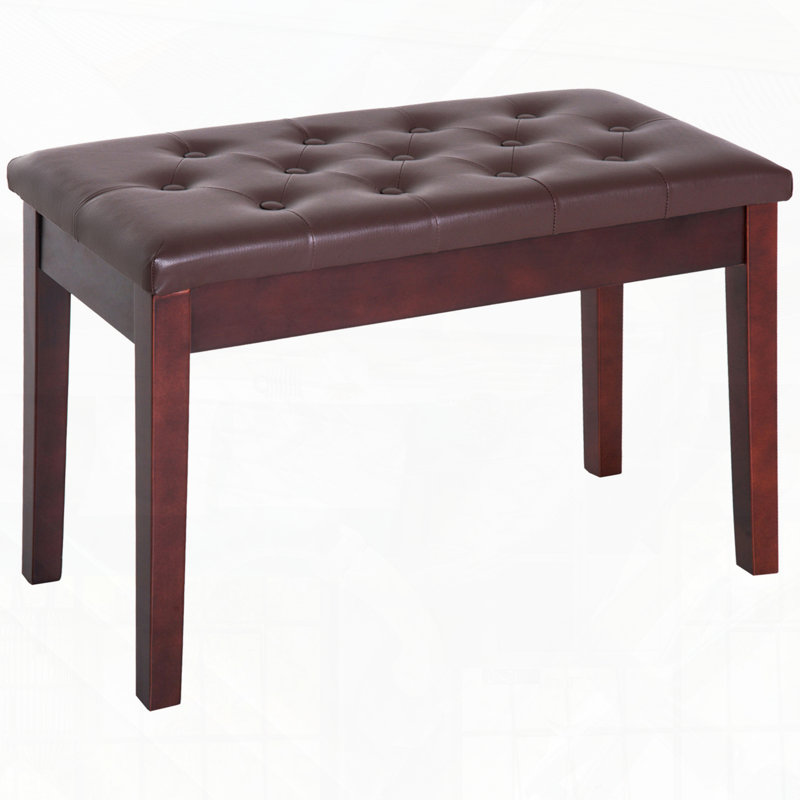 Banquette de piano capitonnée à boutons capitonnée, Brun