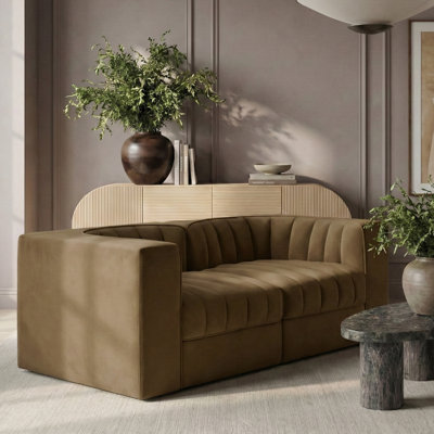 Paynton Velvet Performance Fabric Upholstered 2Pc. Modular Sofa