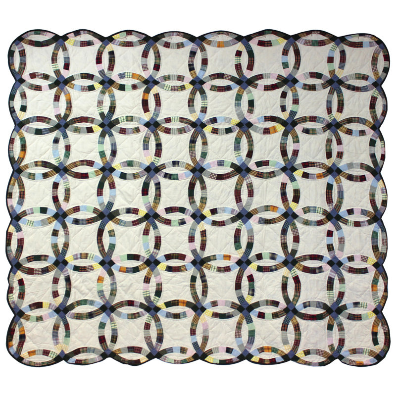 Country Wedding Ring Cotton Geometric Shapes Quilt, King Quilt