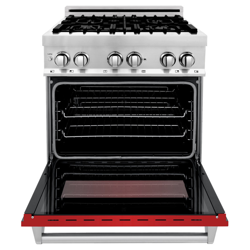 ZLINE 30" Legacy Dual Fuel Range, Red Matte Stainless Steel