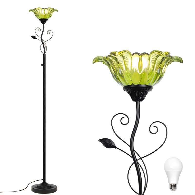 Lampe sur pied, gradateur rotatif, lampe sur pied en verre moderne, lampe sur pied à haut gradateur (noir)
