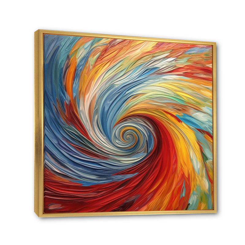 Spiral Symphony II - Abstract Spirals, reproduction d'art sur toile, H 36 po x l 36 po x P 1,5 po, Cadre flottant doré