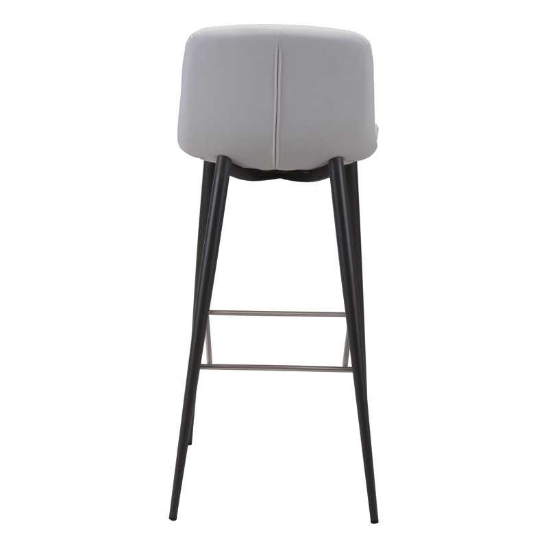 Modern White Tufted Bar Stool with Stainless Steel Legs