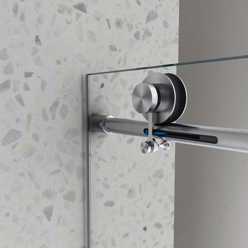 60 po x 63 po, une porte de douche fixe et une porte décalée, de grandes poulies de 70 mm en acier inoxydable 304 avec fonction de fermeture en douceur réglable, avec nettoyage facile, protection anti-déflagrante