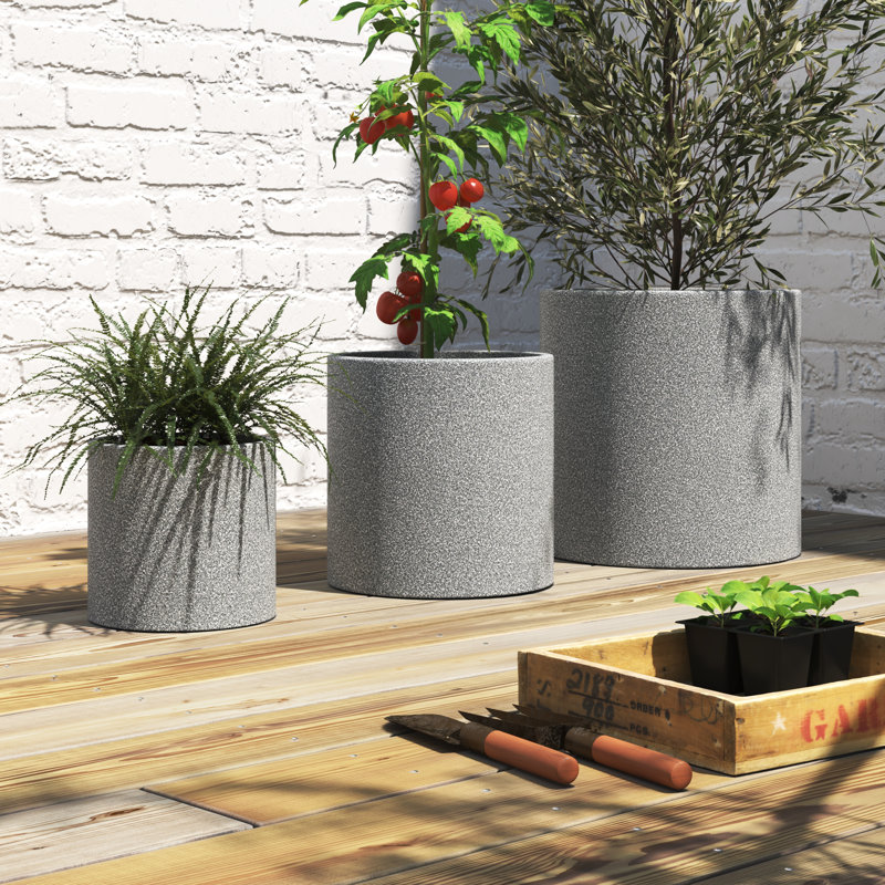 Pots à fleurs Hyslop - Pots à fleurs légers en fibre d'argile - Grands pots à fleurs de 15 po, 11,75 po et 8,75 po de diamètre - Pure Pot