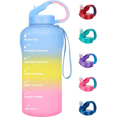 Jetlifee 64oz Leakproof Tritan Plastic Drinking Water Bottle with Time Marker
