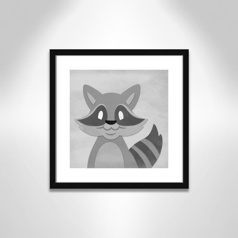 Impression sur papier Cheery Racoon, H 16 po x l 16 po x P 1,18 po, Encadré de boîte noir