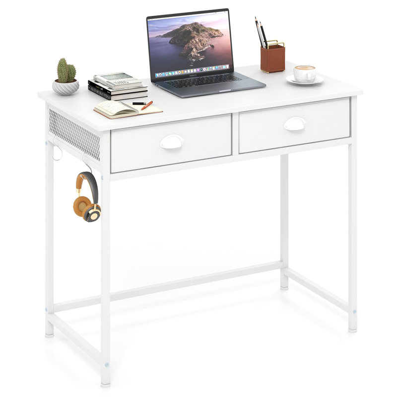 Metal Base Computer Desk, White