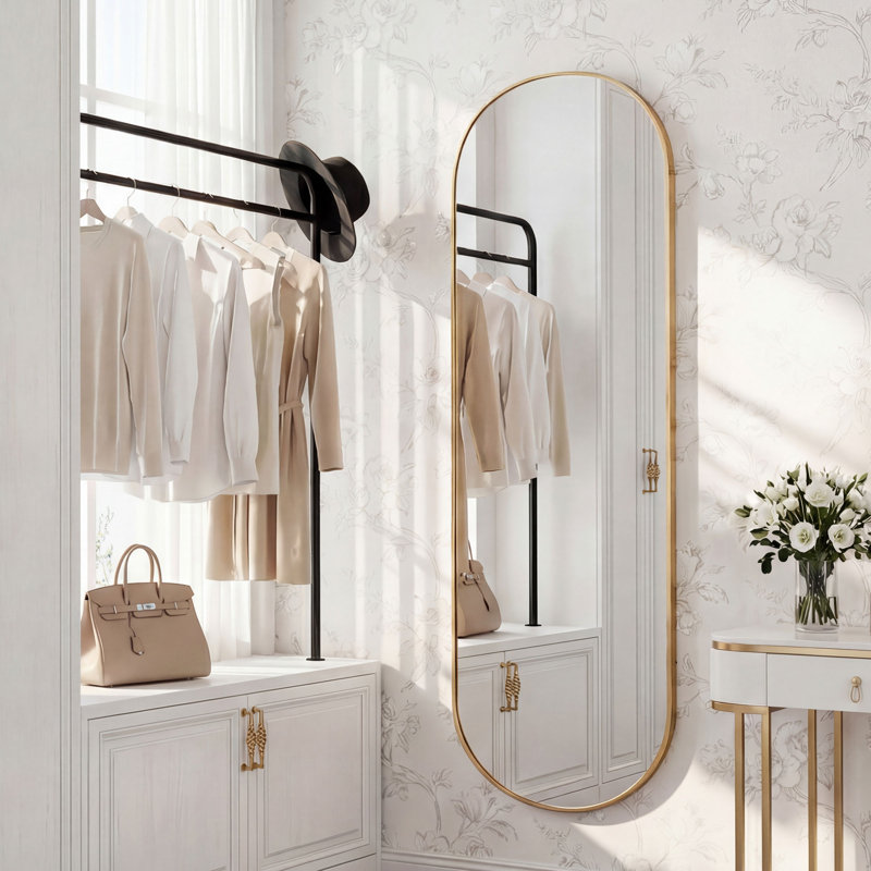 Oval Full Length Wall Mirror, Modern Entryway Mirror With Aluminum Frame, Decorative Full Length Mirror For Bedroom, Dressing Area & Entryway