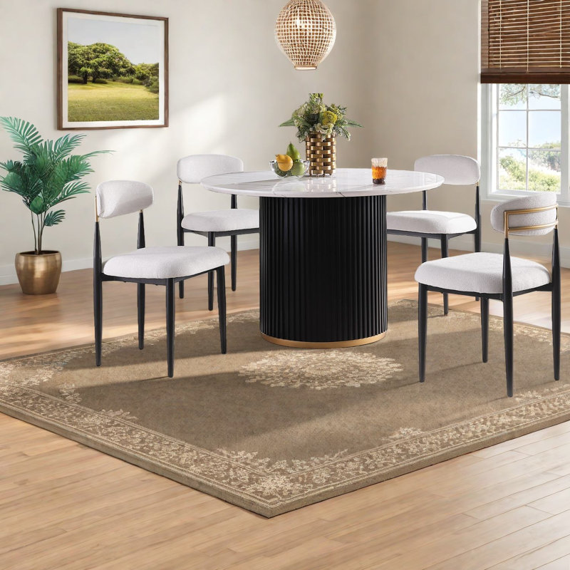 Ensembles de tables de salle à manger modernes en marbre et en métal pour les petites cuisines et salles à manger