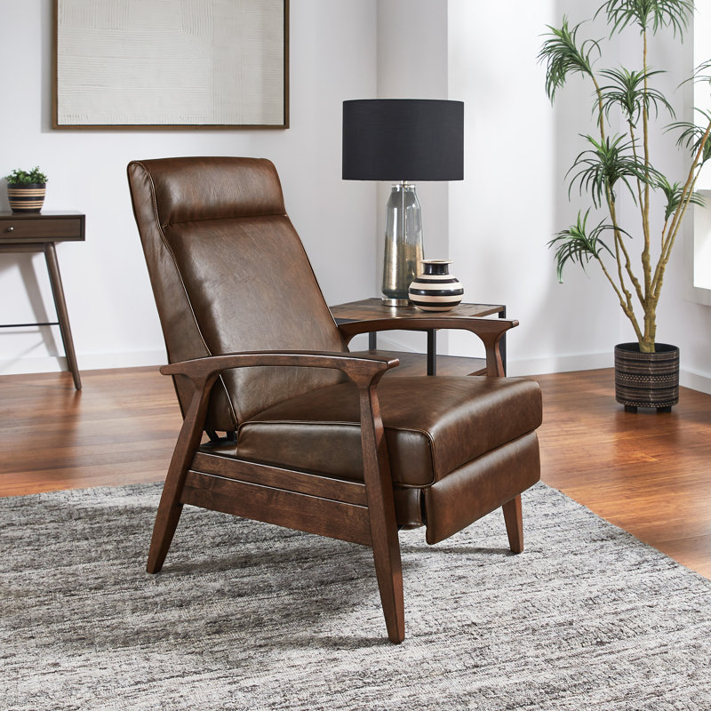 Fauteuil inclinable manuel standard en similicuir de 25,7 po de largeur Amidala, Brun